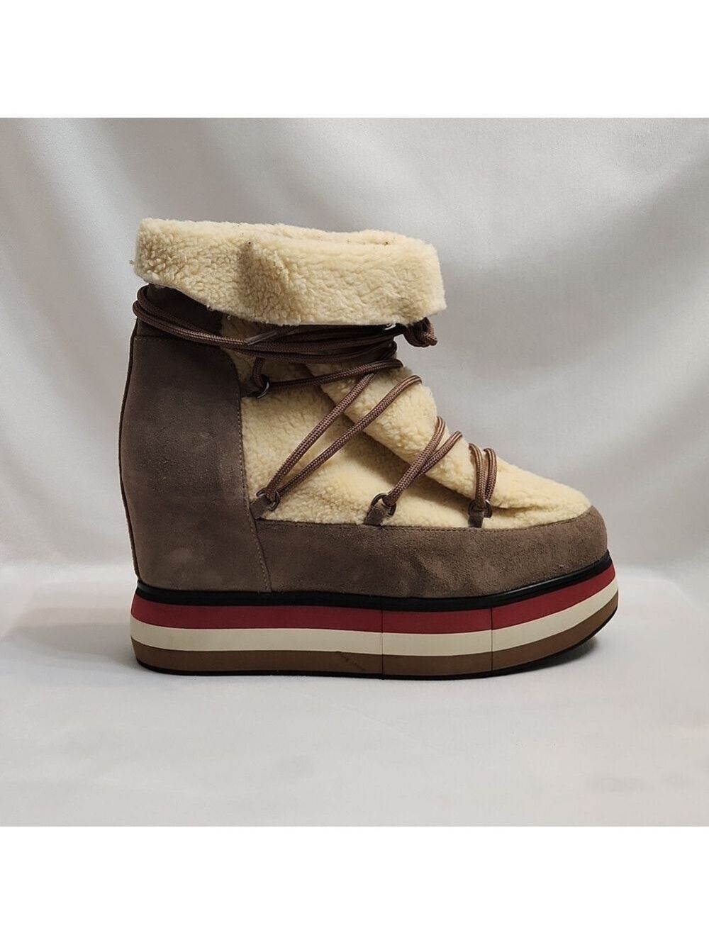 Paloma Barceló Kiran Suede Platform Genuine Shearling Lining Booties (W Size 40) - Picture 2 of 15